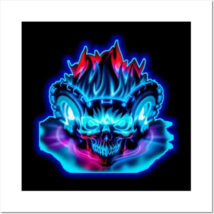 Flaming Skull Posters and Art